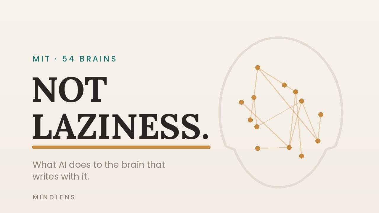 A still from "Your Brain on AI — What MIT Found Is Not Laziness"